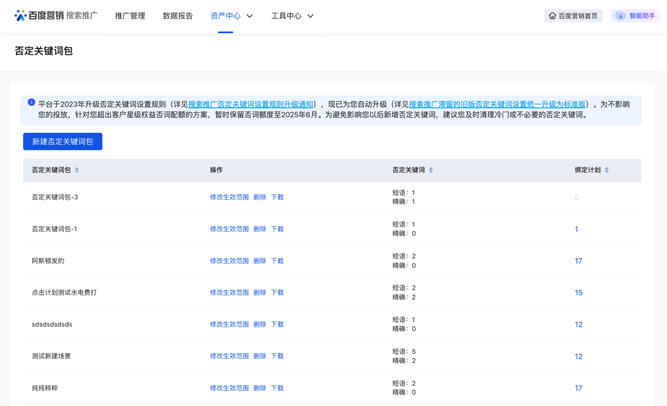 搜索推廣滯留的舊版否定關(guān)鍵詞設(shè)置統(tǒng)一升級為標準版 搜索推廣滯留的舊版否定關(guān)鍵詞設(shè)置統(tǒng)一升級為標準版